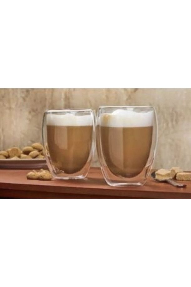2 Adet Espresso Bardak Yeni Tasarım Çift Cidarlı Bardak 300 ml Ofis Ev Fincan / Espresso - 1