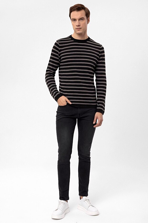 O Yaka Regular Kalıp Armürlü Triko - 2