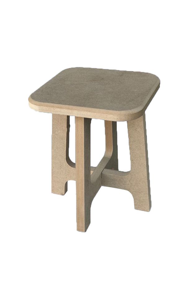 Boyanabilir Ahşap MDF Kare Demonte Tabure 23x28 cm - 2