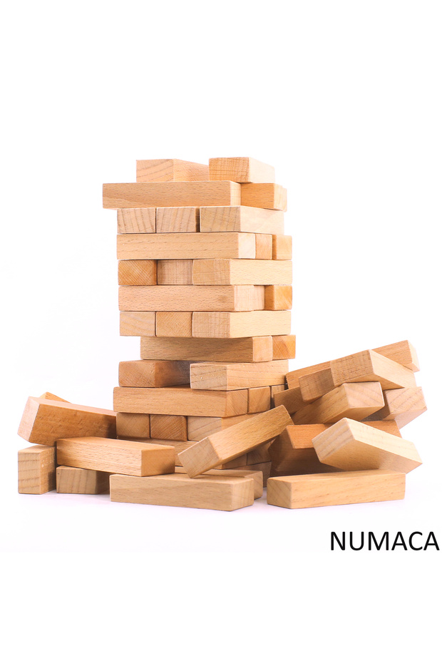 Jenga 54 Pieces Wooden Balance Game Wooden Building Blocks Tower Game Educational Toy