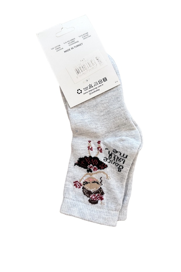 SINGLE SILVERY DANCEING GIRL GRAY SOCKET SOCKS - 1