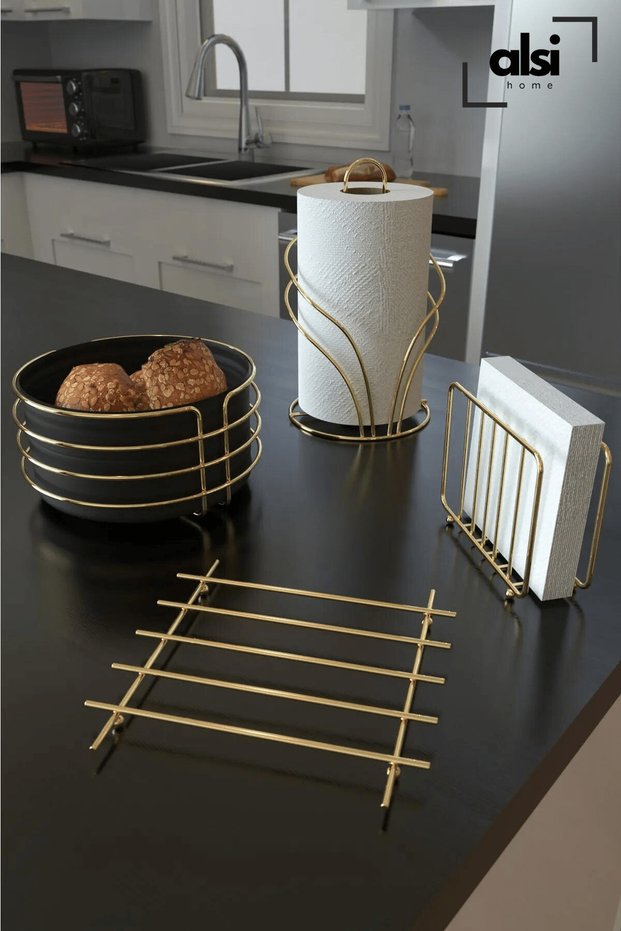 Service Presentation Set and Bread Dish Set Towel Holder Napkin Holder Trivet Bread Dish - Set of 4