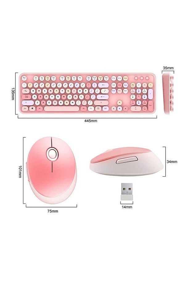 Kablosuz Klavye Ve Mouse Fare Set 104 Tuşlu Pc Notebook laptop Uyumlu ZN3438 - 3