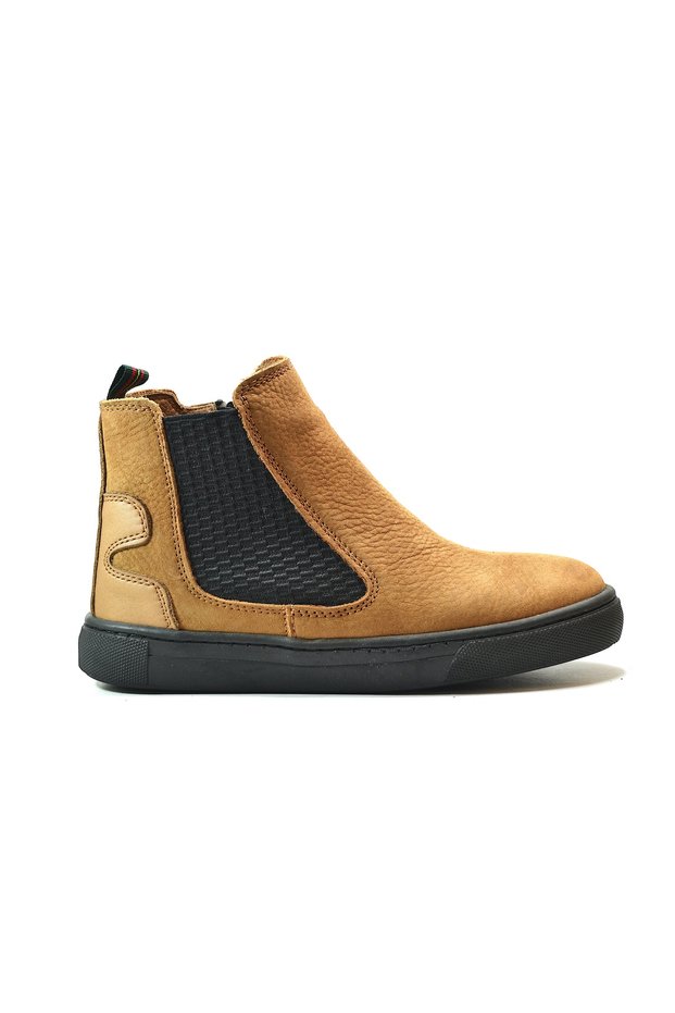 R.246-1 Genuine Leather Nubuck Cinnamon Zippered Furry Orthopedic Boys' Boots