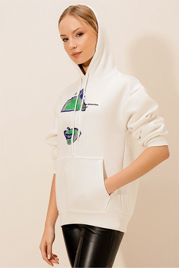 Üç iplik Distraction Baskı SWEAT - 4