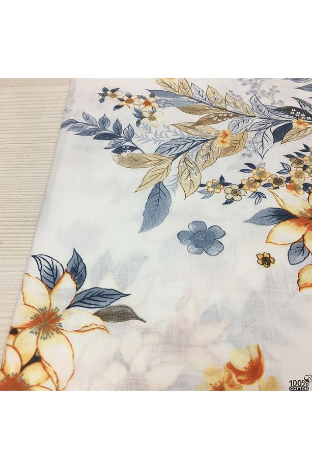 Lilyum Desenli %100 Pamuk Metrelik Poplin Kumaş - 4