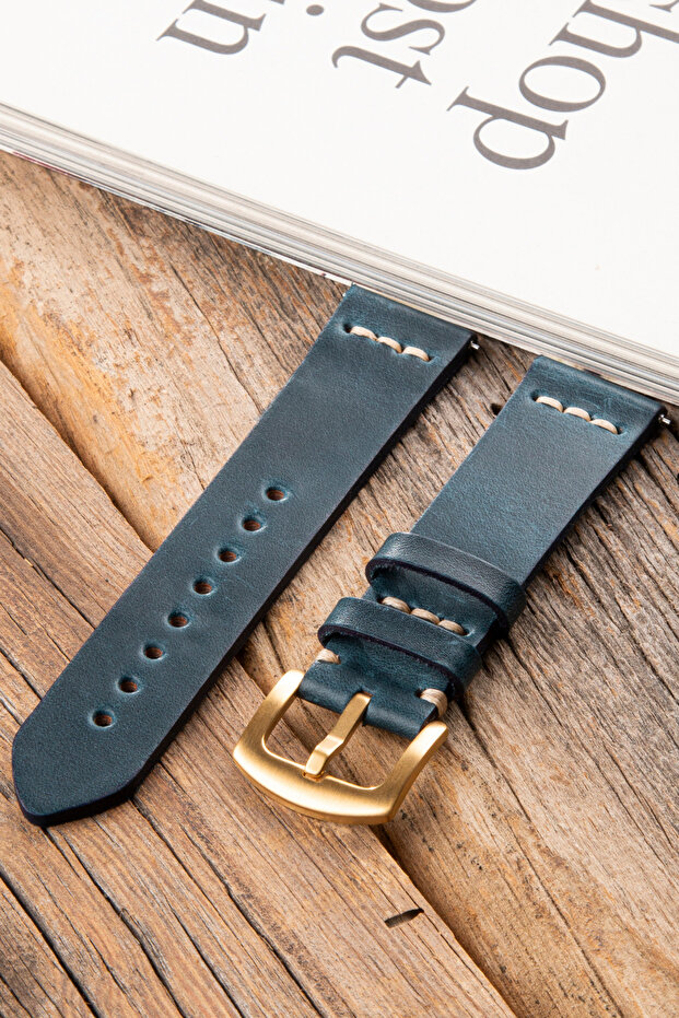 Fossil FS4656 22 mm Compatible Genuine Leather Watch Band Strap - Musap 4 Different Color Buckle Options