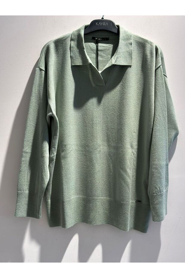 Yakalı Triko Bluz - 1