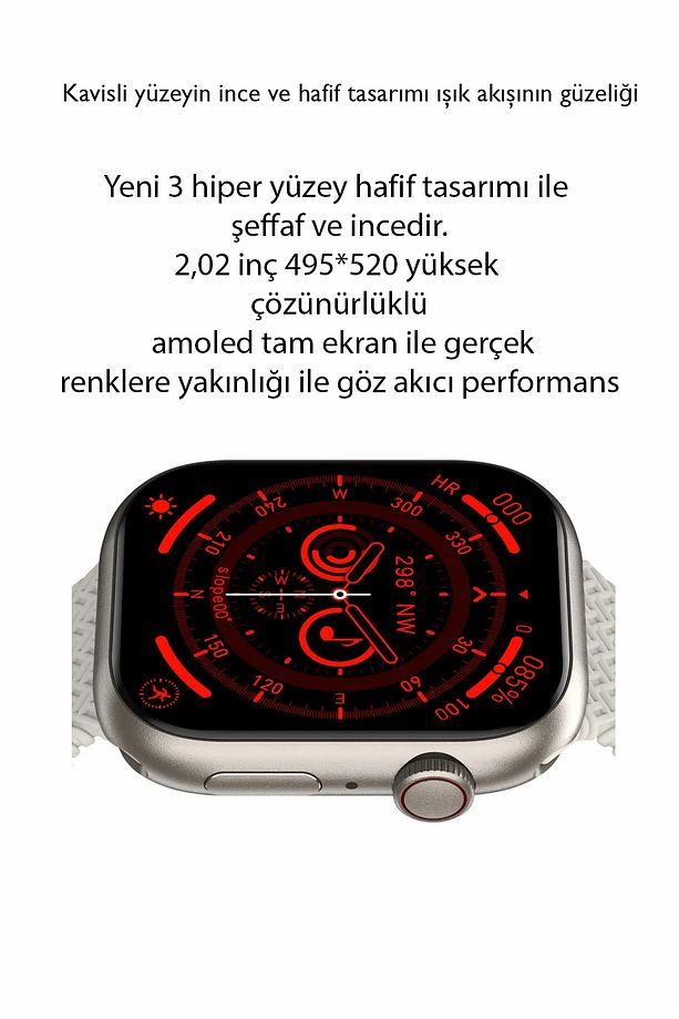 HK Plus Akıllı Saat 2024 Son Sürüm Yapay Zeka Chat GPT Özellikli Amoled Ekran 2,02 inç Akıllı Saat - 4