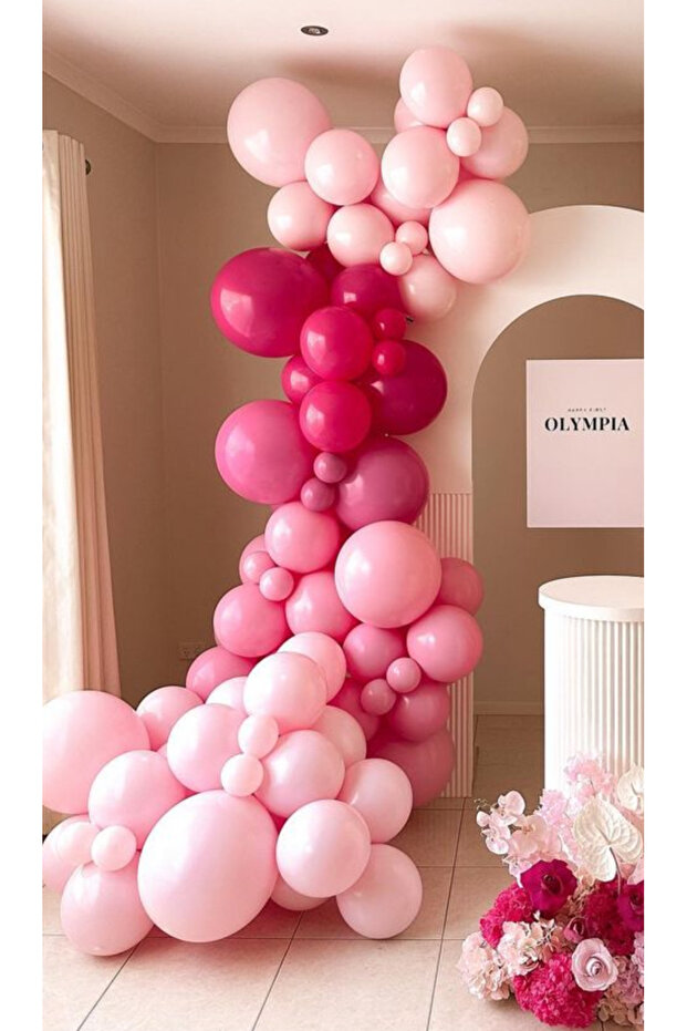 Pink fuchsia shades balloon chain set 100pcs balloons