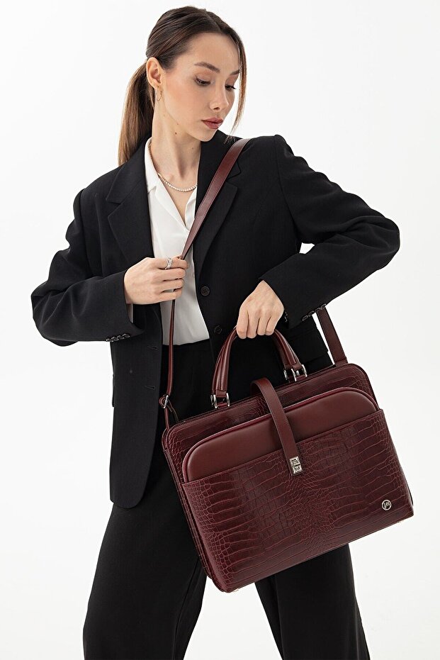 Women's Briefcase Laptop Bag Claret Red