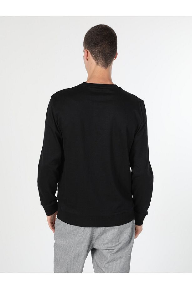 Regular Fit Baskılı Siyah Erkek Sweatshirt Cl1060122 - 2