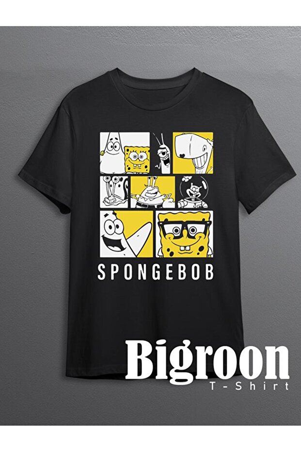 Sünger Bob Sponge Bob Kare Şort Tişört Unisex T-shirt - 1