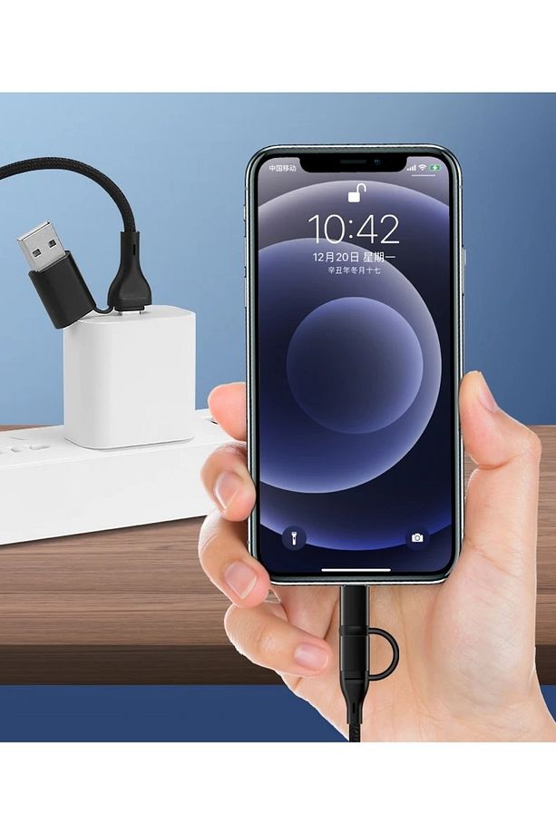 4in1 Çoklu Şarj 20W Super PD Lightning & USB & 2 Adet Type-C 1 Metre Hızlı Şarj Ve Data Kablosu - 7