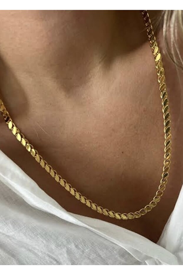 Çelik gold arpa zincir kolye - 1