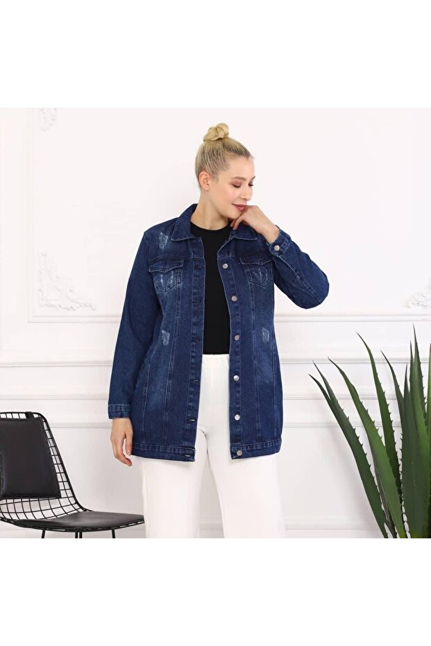 سترة طويلة من الدنيم - 5