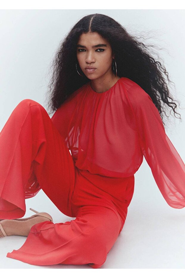 Yarı Şeffaf Tül Tulum - 6