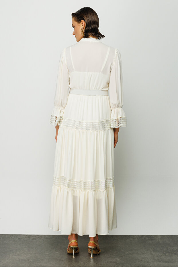 Aplike Detay Uzun Elbise - 5