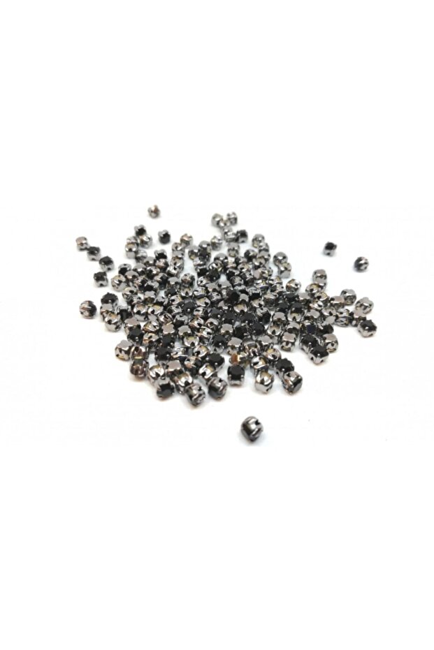100 Pieces Ss12 3 Mm Case Planted Glass Stone Black Beyoğlu Stone