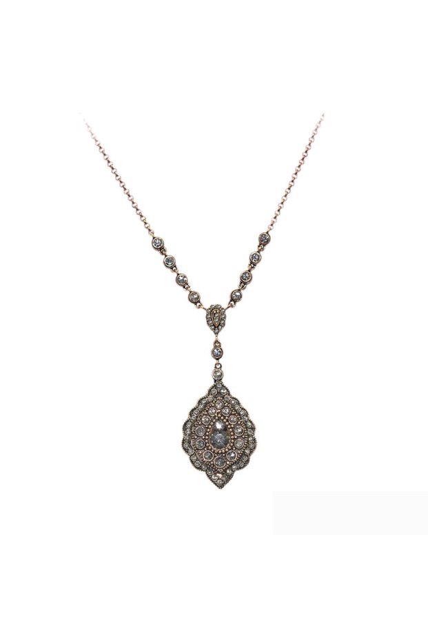 Valentine's Day Gift Women's Diamond-Encrusted Almond Black Stone Necklace Gift for Lover