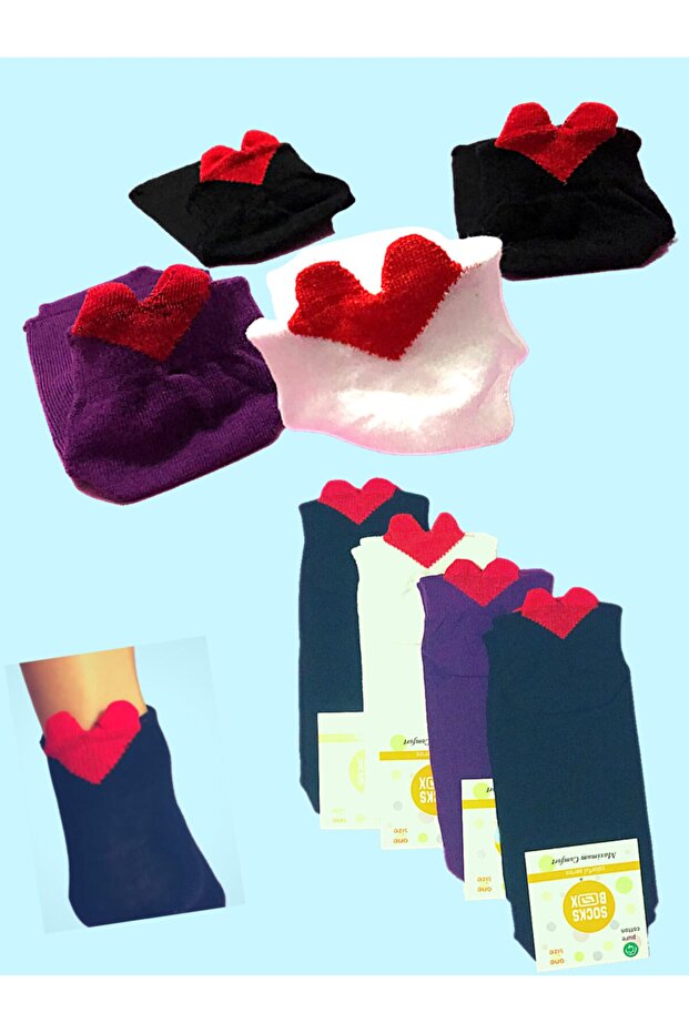 4 чифта 3D чорапи със сърца - 1