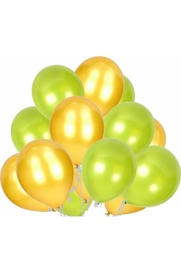 15 Light Green 15 Gold Concept Balloons Metallic Shiny 30-35 cm