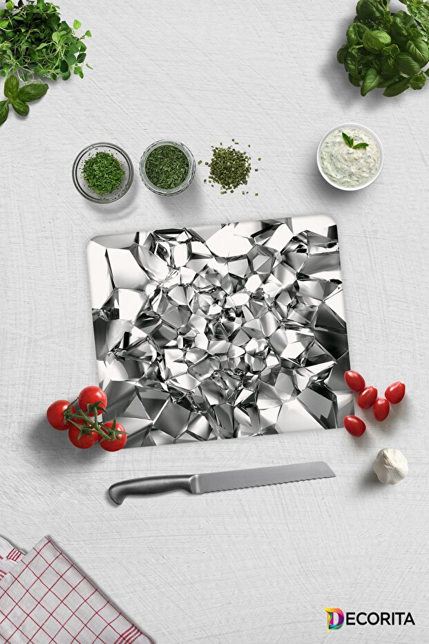 Silver Crystal | Glass Cutting Board - Glass Cutting Board | 29cm X 34cm