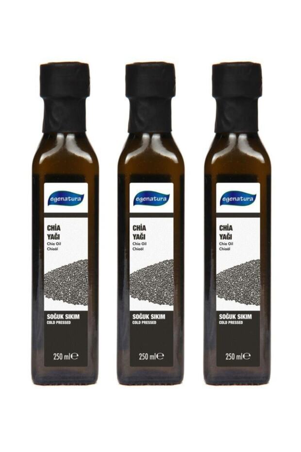 Chia Oil 3X250 ml - Cold Pressed & Glass Bottle