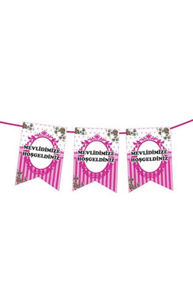 Welcome to Our Pink Mawlid Double Sided Printed Pennant