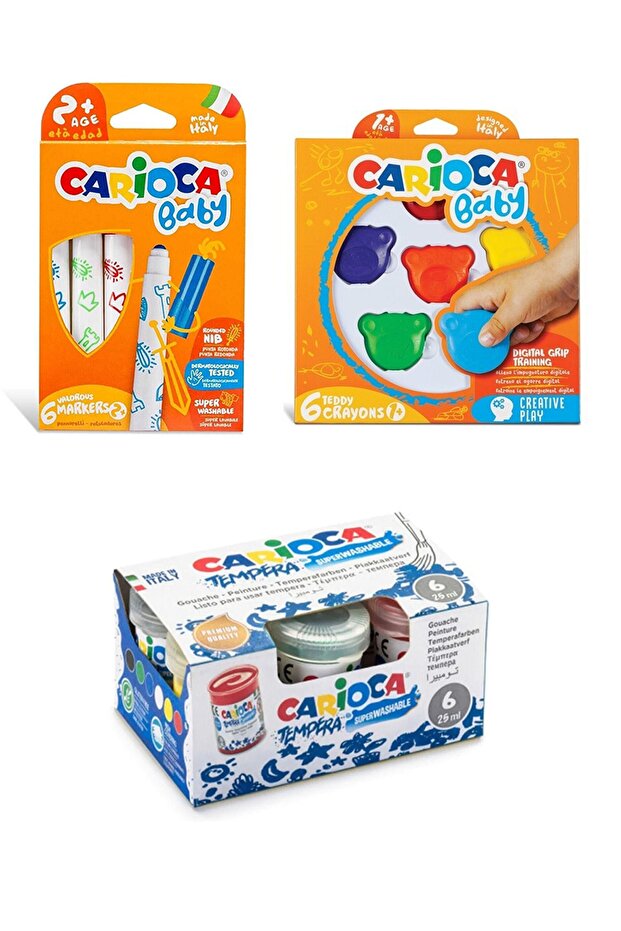 6-Piece Felt Tip Pen - Gouache Paint (25ML) - 6-Piece Teddy Pastel Paint (BABY PAINT SET)