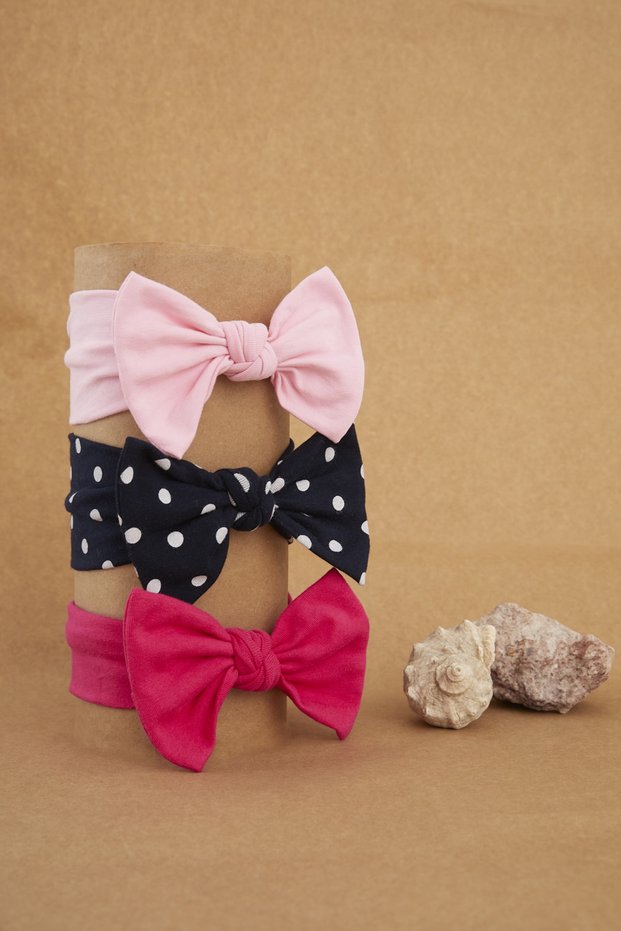 Handmade Soft Bow Tied Natural 100% Cotton Combed Cotton 3-Piece Baby Kids Girls Bandana Set