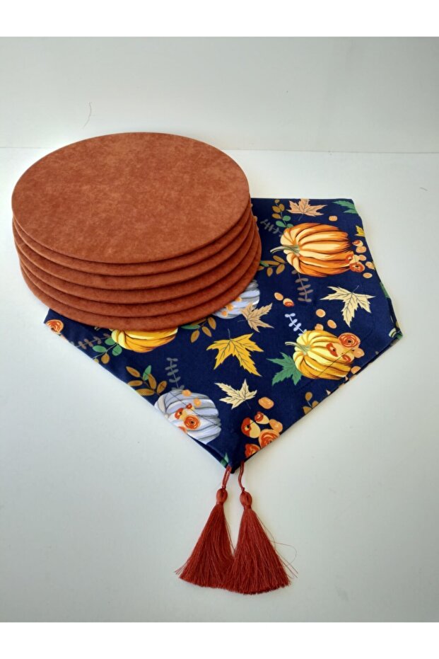 Pumpkin Pattern Runner, 6 Brick-tan Color Plates - 1