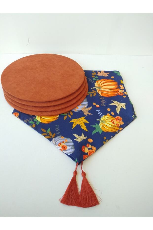 Pumpkin Patterned Runner, 4 Tile Tan Color Plate