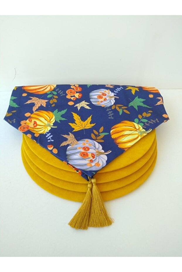 Pumpkin Patterned Runner, 4 Yellow Color Plates - 3