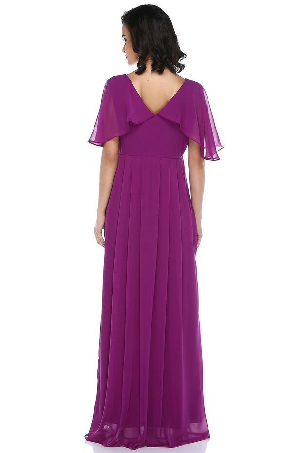 Melek Kol Hamile Elbisesi Mor - 3