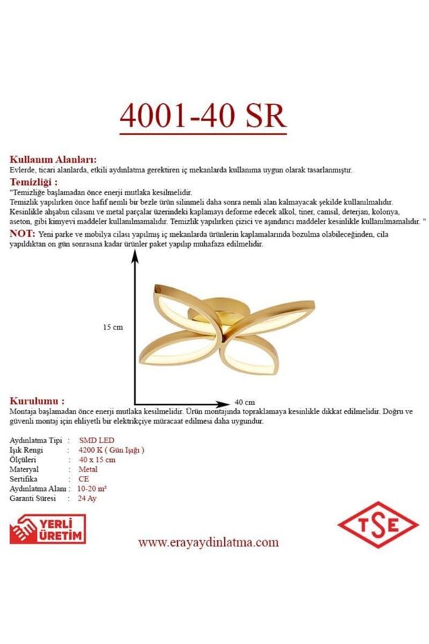 4001-40 Sarı Led Avize - 4