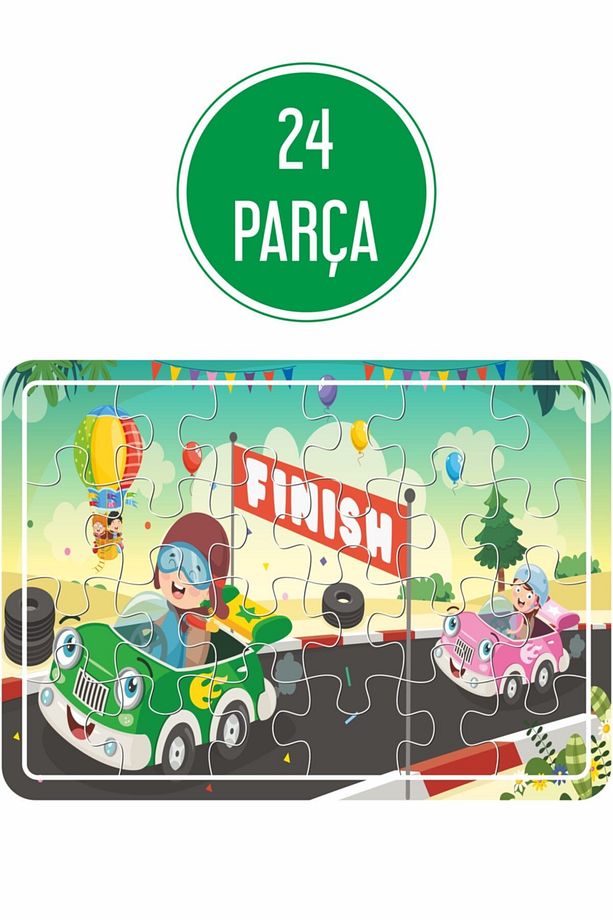 Araba Yarışı, Sevimli Hayvanlar, Deniz Canlıları, Evde Oyun Ahşap Puzzle Seti - 2