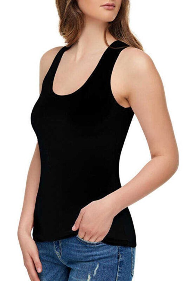 Women's Black Color Modal Elastane Lycra Cotton Sports Undershirt