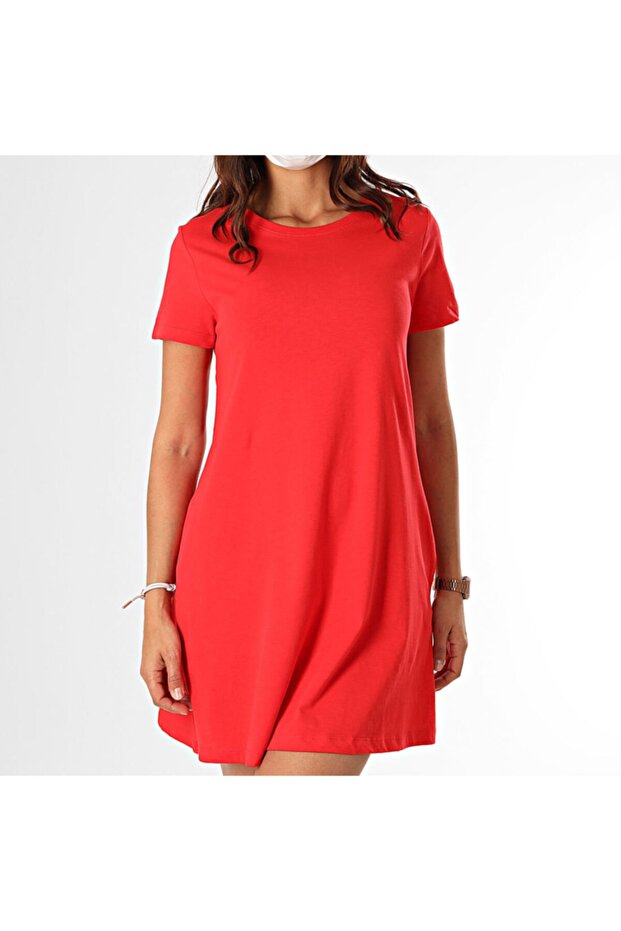 Kadın Kırmızı Mini Elbise - 3