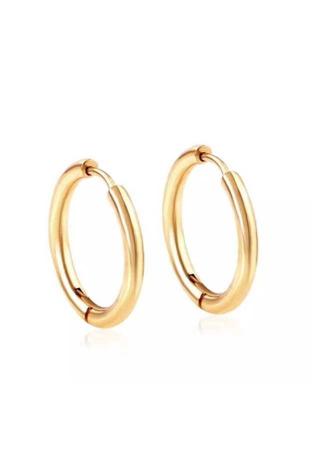 Women's Gold Yellow 316l Steel 14mm Hoop Earrings