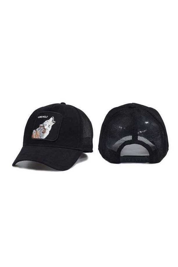 Siyah Lonewolf Yalnız Kurt Fileli Unisex Flexi Snapback Şapka - 2