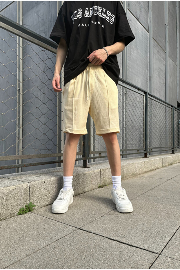 Beige Colored Basic Shorts - 1