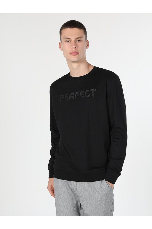 Regular Fit Baskılı Siyah Erkek Sweatshirt Cl1060122 - 8