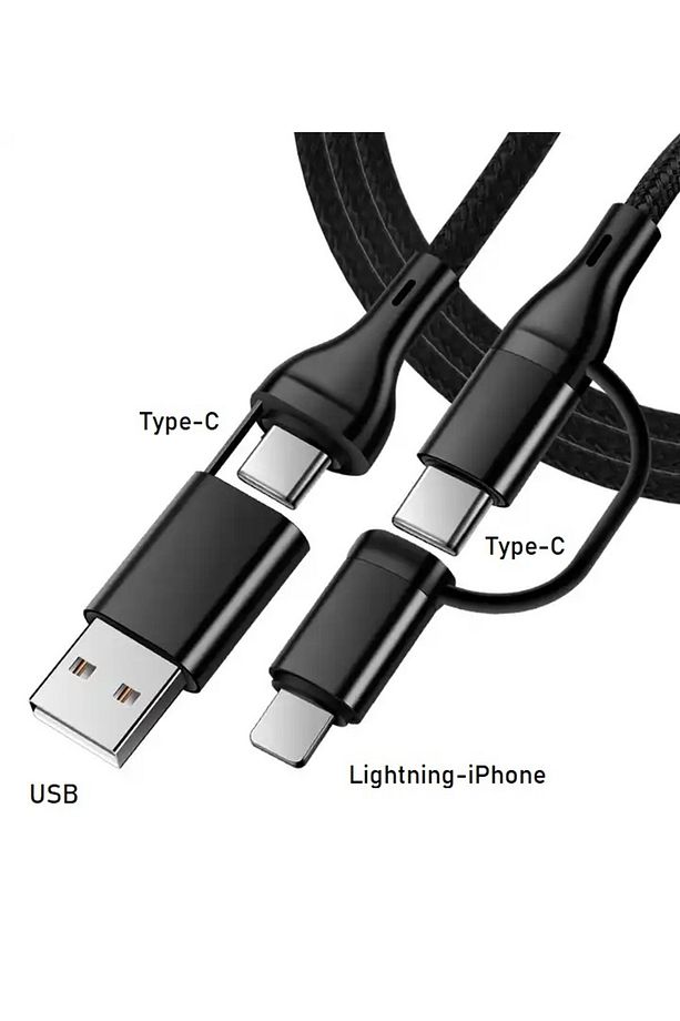 4in1 Çoklu Şarj 20W Super PD Lightning & USB & 2 Adet Type-C 1 Metre Hızlı Şarj Ve Data Kablosu - 8