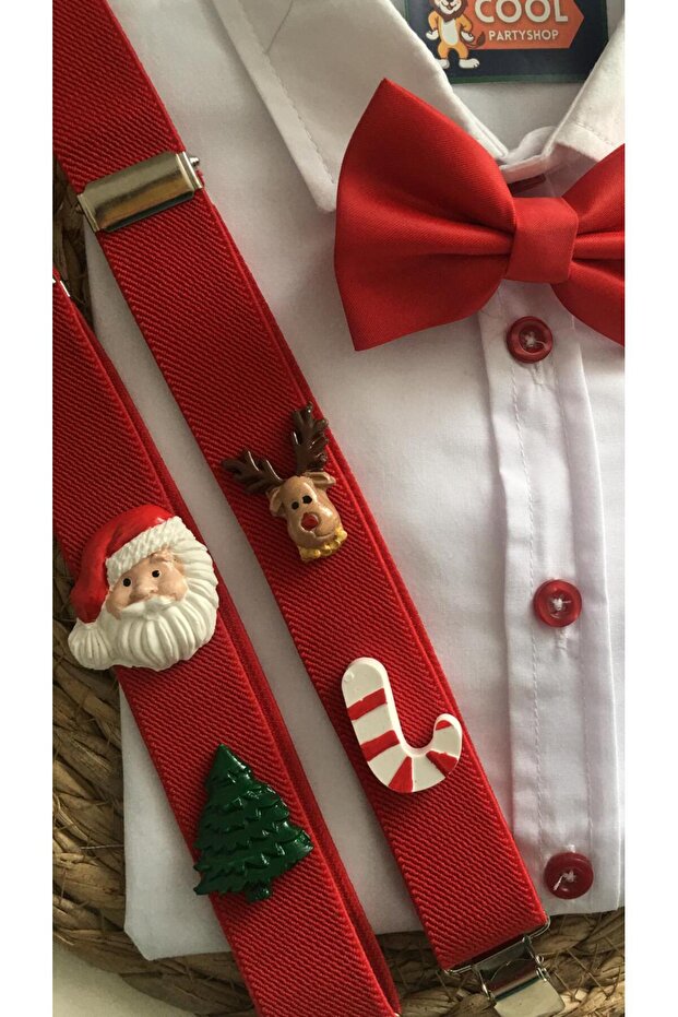 SUSPENDER BOW TIE SHIRT FOR CHRISTMAS CELEBRATIONS