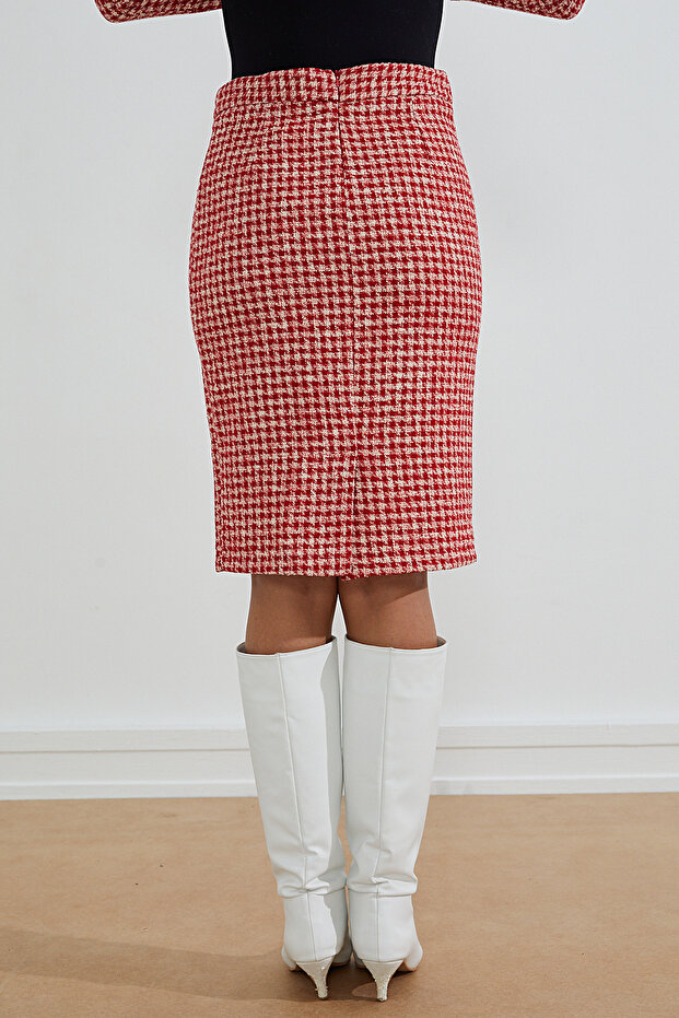 Fustă costum cu model Houndstooth - 6