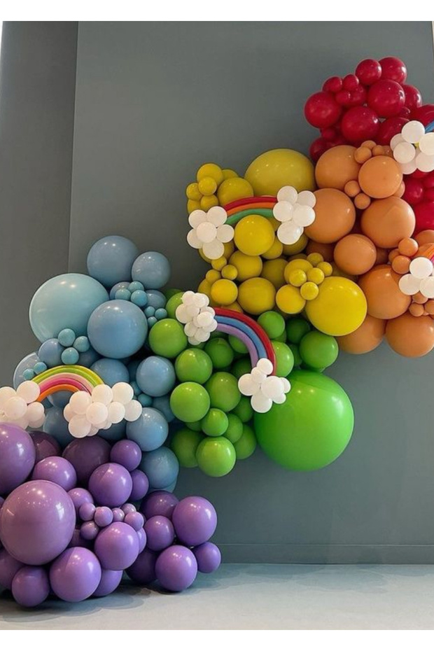 Vivid Color Rainbow Concept Balloon Chain 100Pcs Balloons