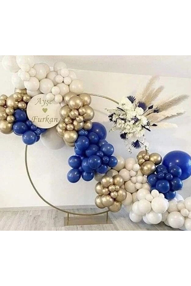 Navy blue white gold chrome balloon chain set 100 pcs