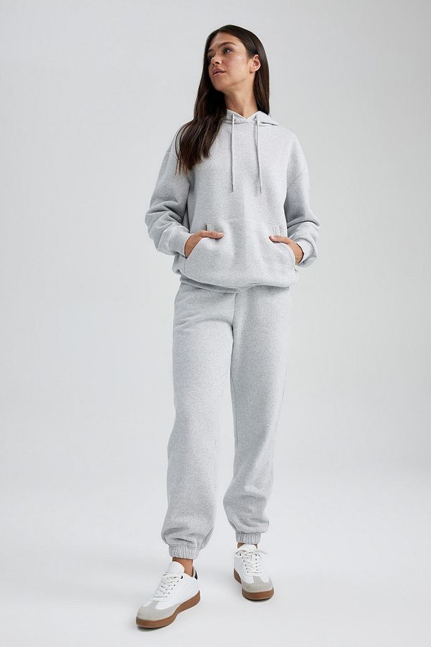 Beli Paçası Lastikli Bağcıklı Basic Düz Cepli Kalın Kumaş Jogger Eşofman Altı W1505az23wn - 2