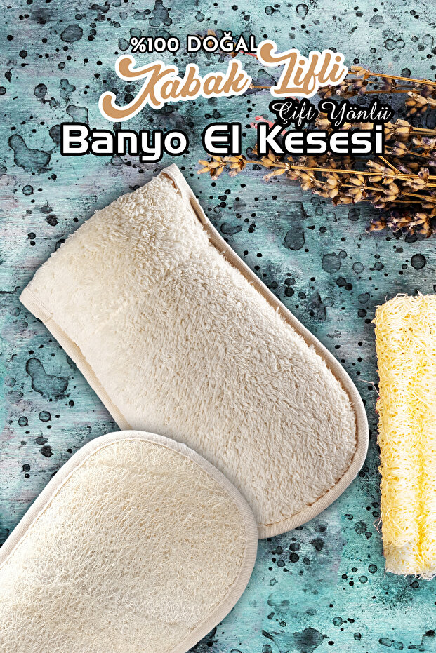 100% Natural Pumpkin Fiber Double-Sided (Soft Towel Texture-Fiber) Unisex Glove Bath Scrub - Sponge